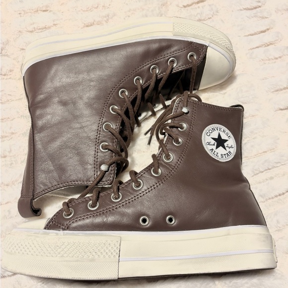 Converse Chocolate Leather High-Top Sneakers - Picture 3 of 10